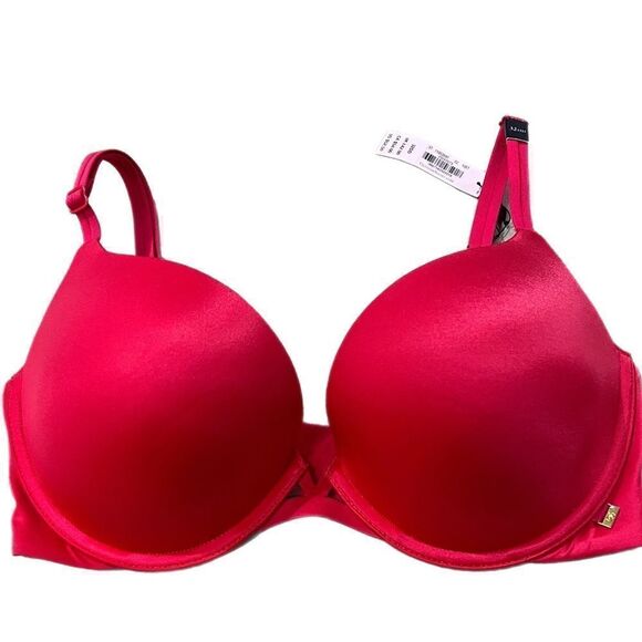 Victoria’s Secret Very Sexy Push Up Heavily Padded Satiny bra Red 32DDD - Picture 2 of 4